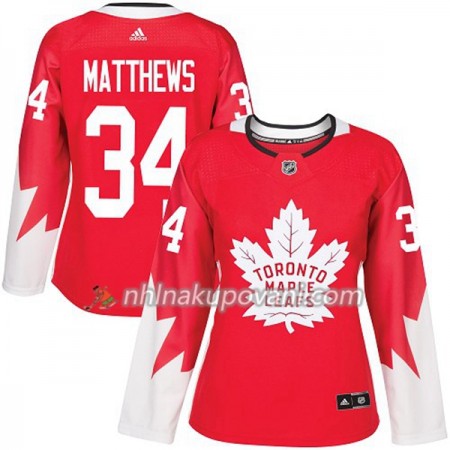 Toronto Maple Leafs Dresy Auston Matthews 34 Červená 2017-2018 Adidas Alternate Authentic - Dámské Toronto Maple Leafs Dresy Auston Matthews 34 Červená 2017-2018 Adidas Alternate Authentic - Dámské